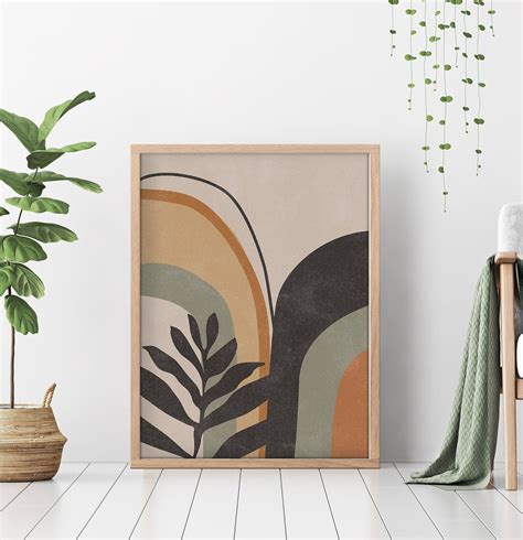 Bohemian Wall Art Boho Art Print Beige And Green Minimal Etsy Boho