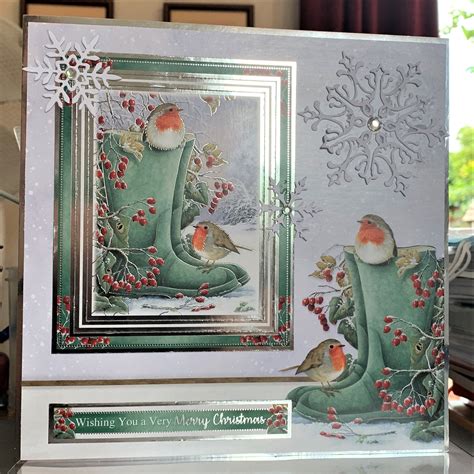 55 Hunkydory Winter Wishes Robin Friends 8x8 Christmas Card