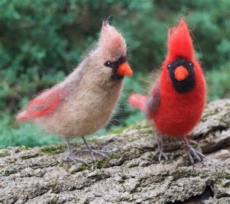 Needle Felted Cardinal Red Bird Male Or Female Etsy Needle Felting