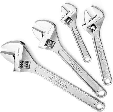 4 Piece Adjustable Wrench Set 6 8 10 12 Metric Tool Chrome Forged