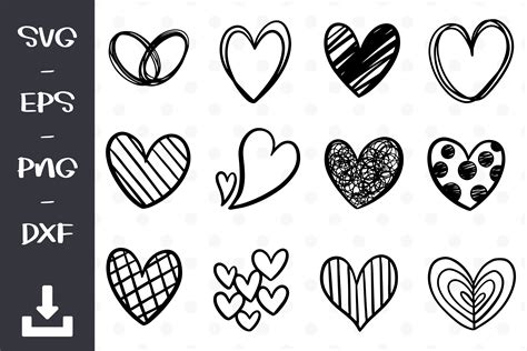 7319 Silhouette Scribble Heart Svg Svg Png Eps Dxf File
