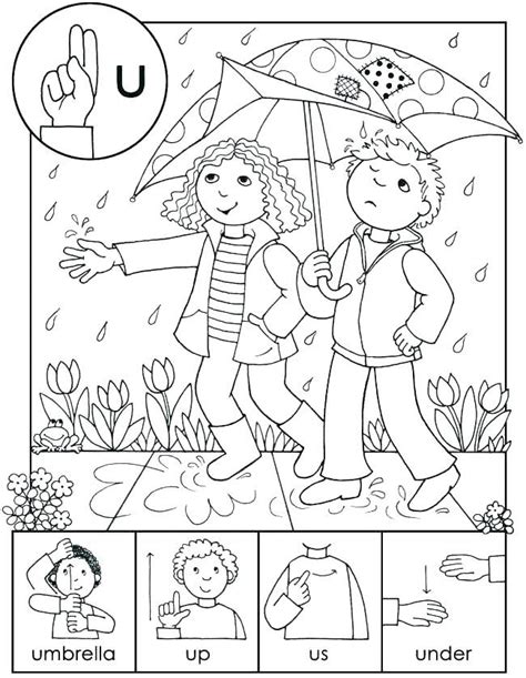 Coloring Pages Sign Language Kids Book On Alphabet