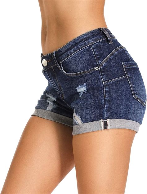 hocaies damen jeansshorts basic in aged waschung jeans bermuda shorts kurze hosen aus denim für