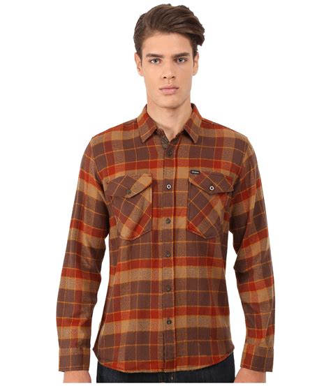 Brixton Weldon Long Sleeve Flannel In Brown For Men Lyst