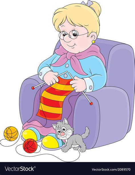 Knitting Grandma Clipart Sewing Cartoon Vector Free Illustration The