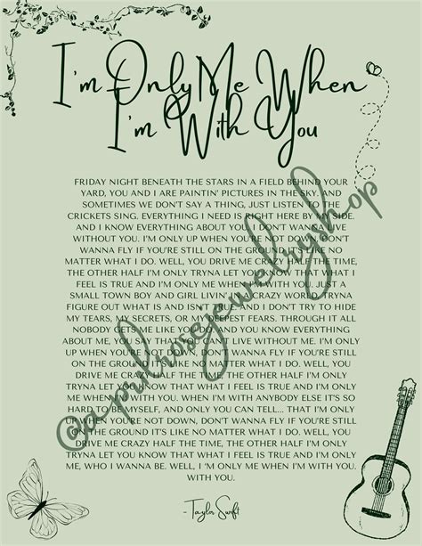 Im Only Me When Im With You Taylor Swift Lyric Art Debut Album