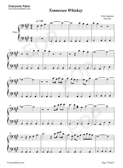Tennessee Whiskey Piano Sheet Music