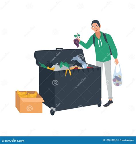Freegan Man Delving In Trash Container Royalty-Free Stock Image