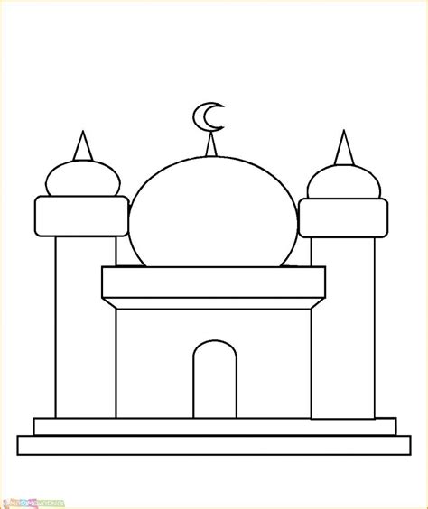Mewarnai Gambar Masjid Untuk Tk Istana Kartun Sketsa Sekolah Kerajaan