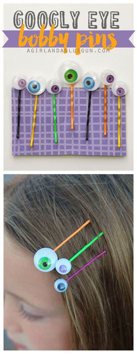 googly eye bobby pins a girl and a glue gun