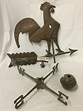 Lot - Antique brass / copper rooster weather vane in parts - as is