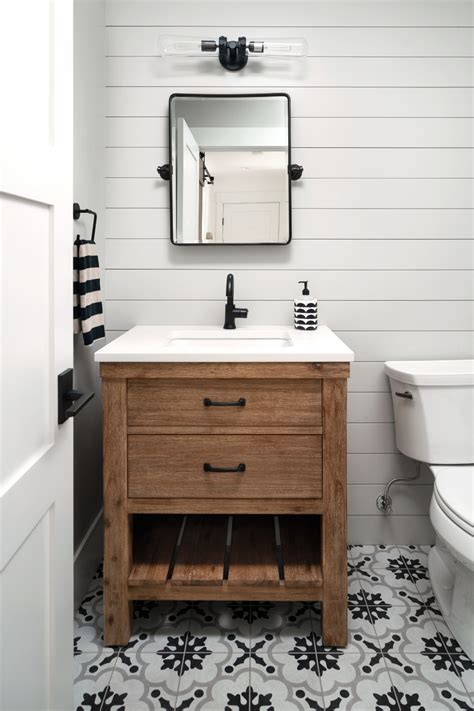 Rather than plopping your farmhouse antiques on the floor or shelf where you'd expect them, try rethinking their purpose. Modern Farmhouse - Farmhouse - Powder Room - Denver - by ...