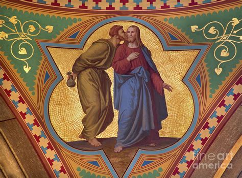 the fresco of judas betray jesus with the kiss photograph by jozef sedmak pixels