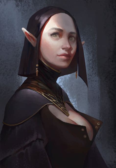 A Painting Of A Woman With Horns On Her Head And An Elfs Ears