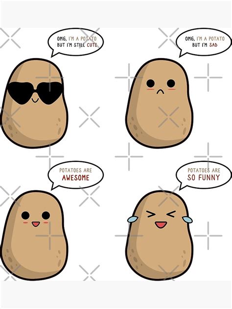 Cute Potato Cute Funny Potato Clipart Memes Poster For Sale By