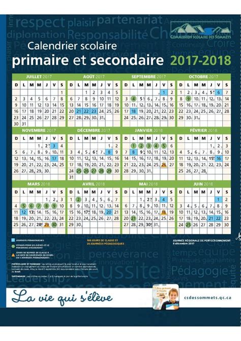 Calendrier Scolaire 2017 2018 École Primaire Du Baluchon