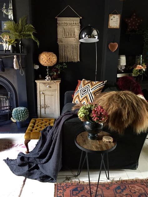 A Living Room W Dark Bohemian Vibe Elements 1 Eclectic