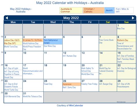 Print Friendly May 2022 Australia Calendar For Printing