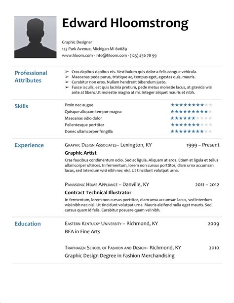 Cv Resume Template With Photo