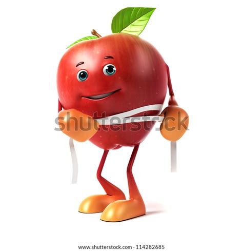 3d Rendered Illustration Apple Character Stock Illustration 114282685