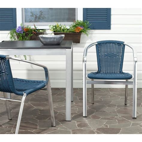 Safavieh Wrangell Teal Indoor Outdoor Patio Stacking Armchair Set Of 2 Fox5207a Set2 The