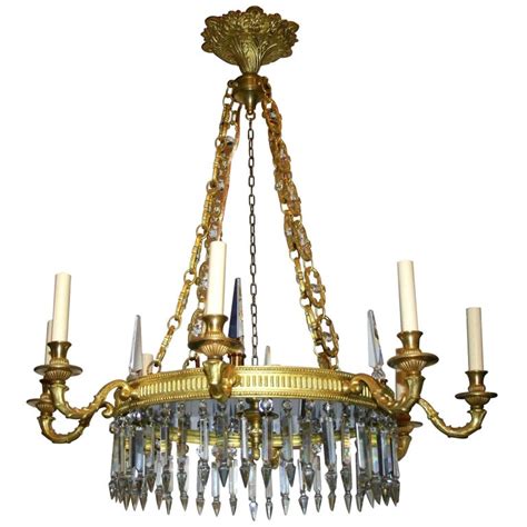 Neoclassic Swedish Chandelier With Cobalt Glass At 1stdibs