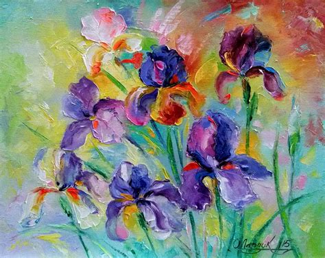 Irises Painting By Olha Darchuk Fine Art America