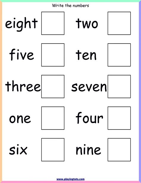 Number Word Tracing Worksheets
