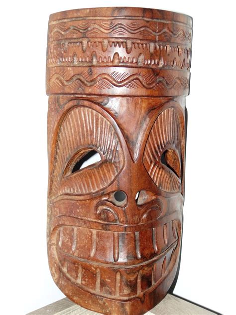 Polynesian Tiki Maori Man God Totem Hand Carved Vintage Etsy Tiki