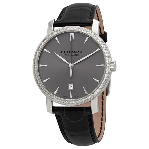 Chopard Classic Automatic Diamond Grey Dial 18kt White Gold Mens Watch