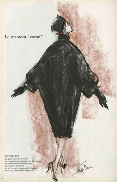 1958 Christian Dior Fashion Illustration Vintage Vintage Dior