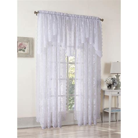 Lichtenberg Sheer White Alison Lace Curtain Swag 58 In W X 32 In L 24525 The Home Depot