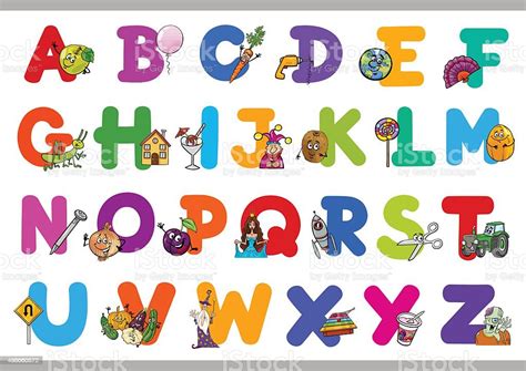 Educational Cartoon Alphabet For Kids Stock Illustration Download