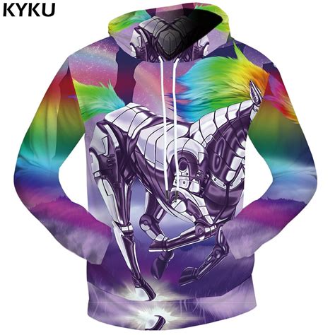 Kyku Brand Unicorn Sweatshirts Dream Clothing Metal Hoodie Rock Sweat