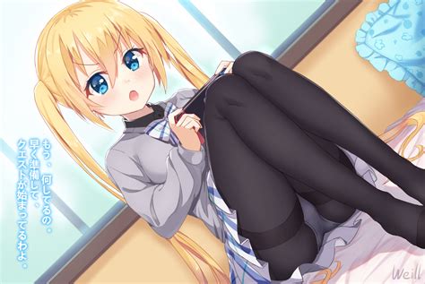 Wallpaper Hinata Kaho Blend S Blonde Black Stockings White Panties Anime Girls Thigh