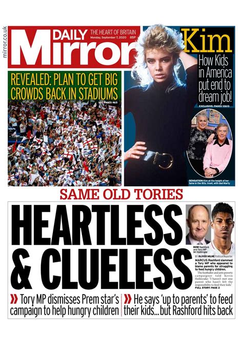Duke of sussex joins case against publishers of sun and mirror in group action over phone hacking. Daily Mirror Front Page 7th of September 2020 - Tomorrow's ...
