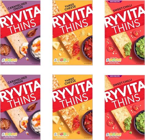 Ryvita Thins Bundle Includes Sweet Chilli 125g X2 Three Cheese 125g