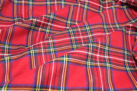 Red Plaid Fabric By Yard Red Plaid Fabric By Meter Red Tartan Etsy