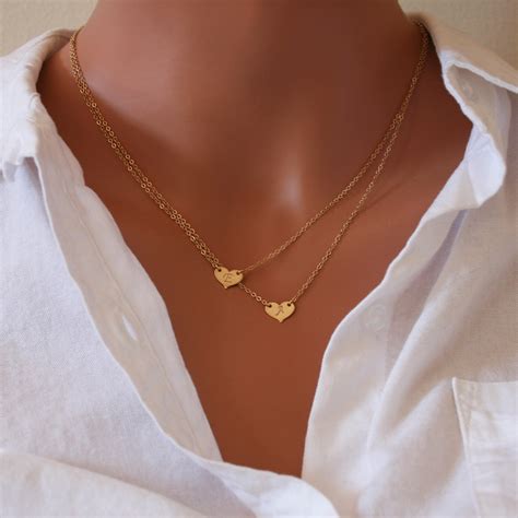 Double Layered Initial Necklace Two Hearts Gosia Meyer Jewelry