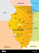 Mapa de color vectorial del estado de Illinois. Ee.Uu Fotografía de ...