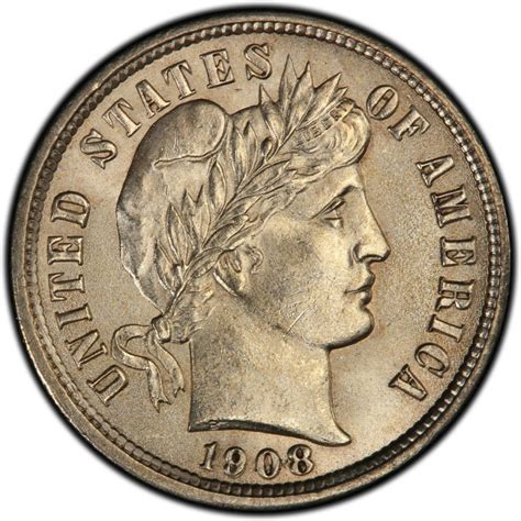 1908 Barber Dime Values And Prices Past Sales