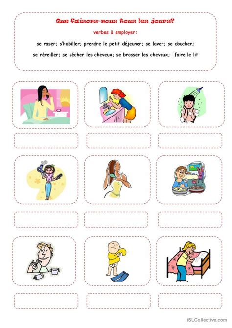 La Routine Quotidienne Français Fle Fiches Pedagogiques Pdf And Doc