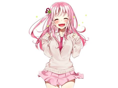Desktop Wallpaper Joy Happiness Pink Short Dress Anime Girl Hd