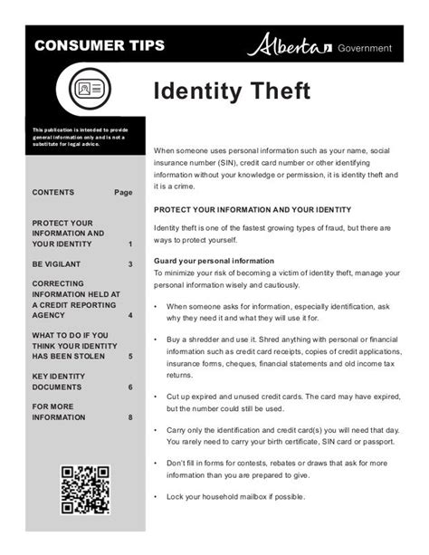 Identity Theft Consumer Tips Alberta