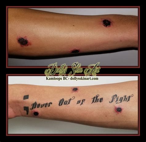 Two Pictures Of The Same Arm With Different Tattoos On Each Arm And One