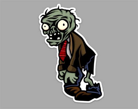 Plants Vs Zombies Zombie Sticker Video Game Undead Cartoon Etsy