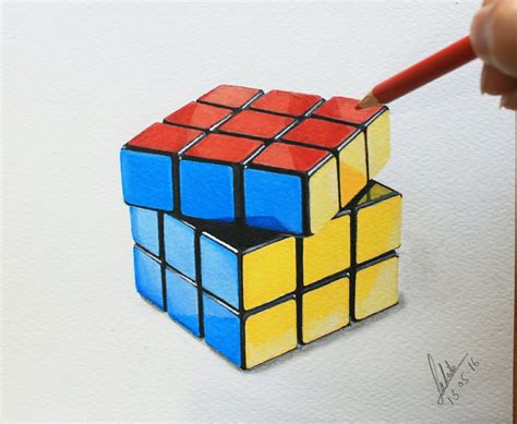 View Sketch 3d Rubiks Cube Drawing Images Drawing 3d Easy