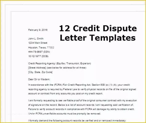 Free Sample Credit Repair Letters And Templates Of Section 609 Credit