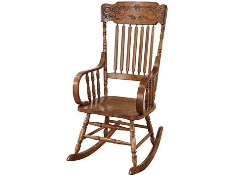 Coaster Traditional Wood Rocking Chair With Ornamental Headrest And Oak