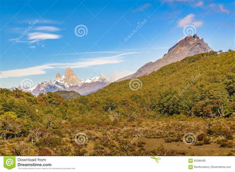 Fitz Roy Mountain Distant View Aisen Chile Stock Photo Image Of